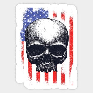 Skull 4th July American Flag - Independence Day Sticker